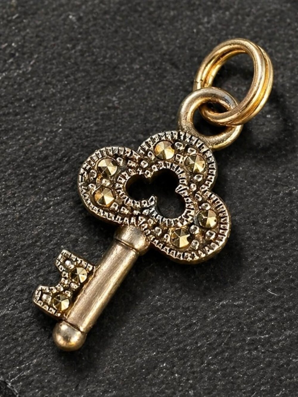 Judith Jack 925 Sterling Silver Marcasite Key Charm JJ Signed NWT Vintage